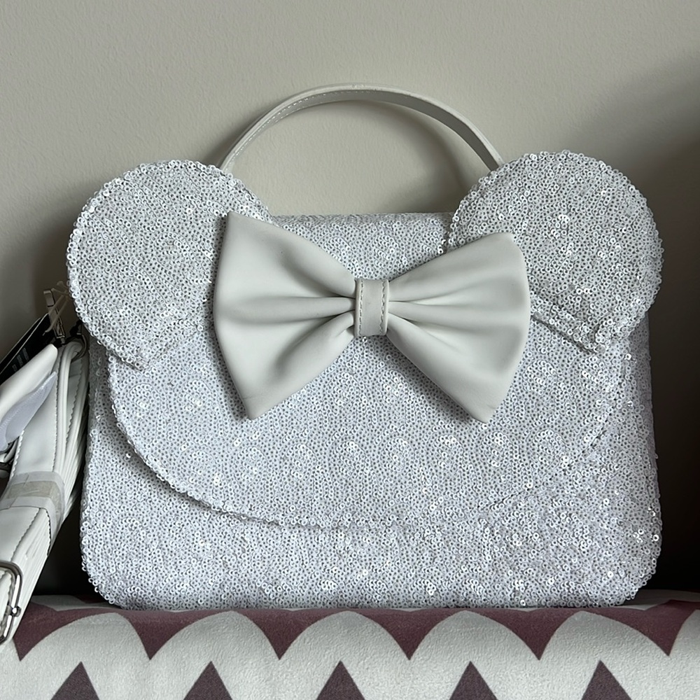 Loungefly Disney Minnie Mouse Sequin Wedding Crossbody Bag NWT